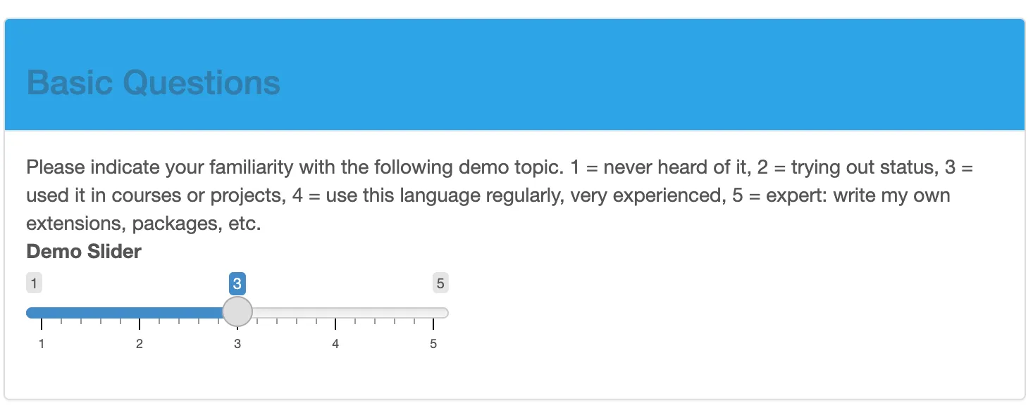 R Shiny Frontend of an online survey
